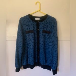 Alfred Dunner Floral Swirl Cardigan Sweater